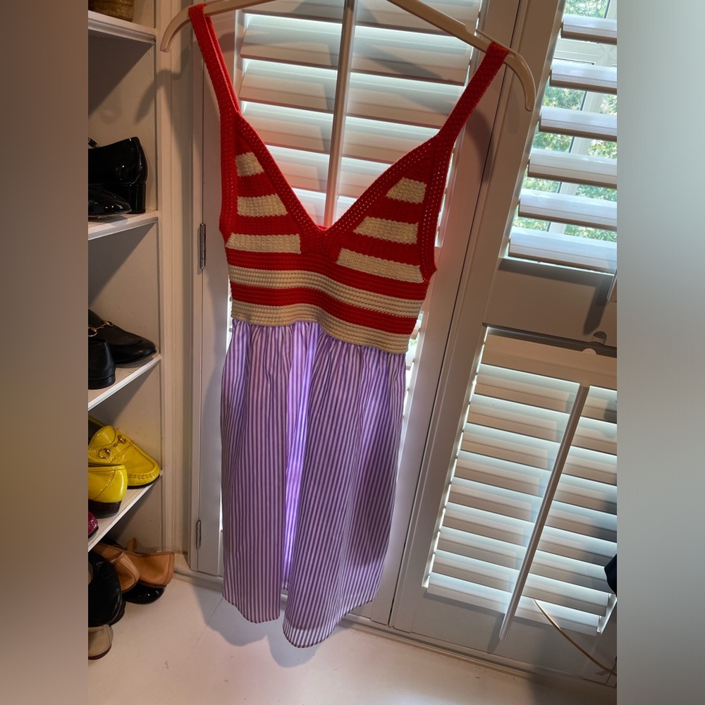 Kule Esme dress, poppy and cream, size small